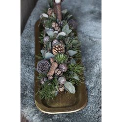 Bakke med bladmnster i antik messingfinish - aflang