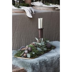 Bakke med bladmnster i antik messingfinish - aflang