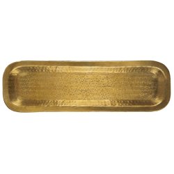 Bakke med bladmnster i antik messingfinish - aflang