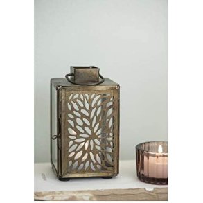 Fyrfadsstage/lanterne med mnster i antik messing - Ib Laursen