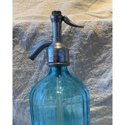 Antik fransk sifonflaske bl med riller
