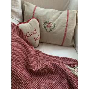 Plaid med rd og creme harlekinmnster 