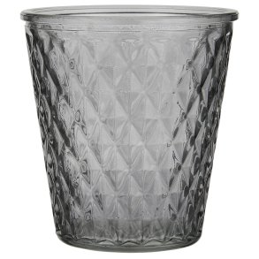 Lygte til fyrfadslys i gråt glas