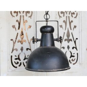 Lampe til loftet i fed Factory stil, antik sort, stor