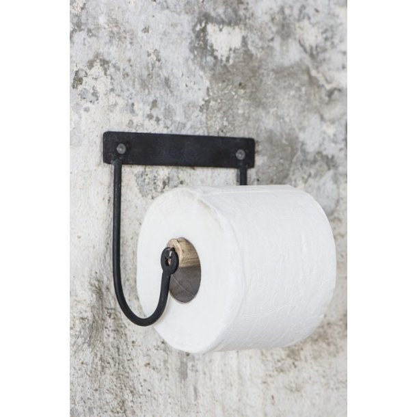 Toiletpapirholder med trrulle i sort metal - Ib Laursen
