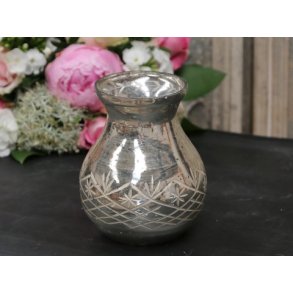 Hurricane vase med slibninger i antique slv