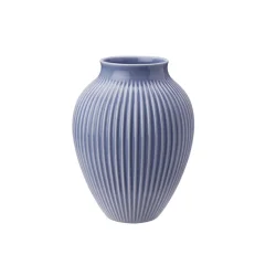 Knabstrup Keramik vase - rillet -  Limited edition 30 cm - Hvid, bl eller gr