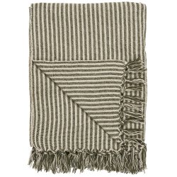 Plaid creme/oliven brede striber