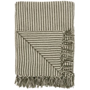 Plaid creme/oliven brede striber