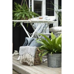 Plaid i creme/stvbl bomuld fra Ib Laursen