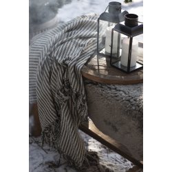 Plaid creme/oliven brede striber