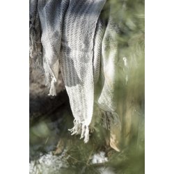 Plaid creme m/beige og mustard striber