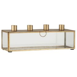 Stage til 4 bedelys -eller kronelys, glasske med udstanset lg