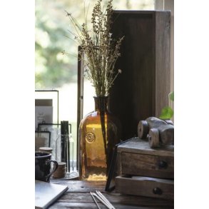 Apotekerflaske med blomsteremblem stor