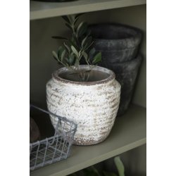 Urtepotteskjuler krakeleret White Sky fra Ib Laursen