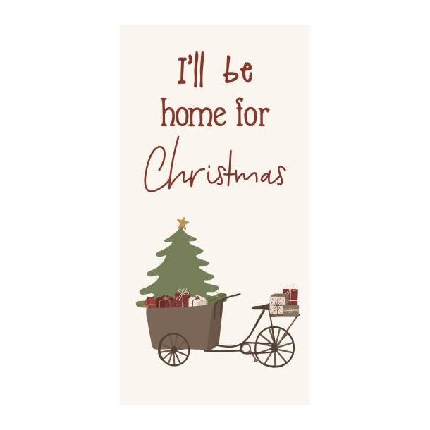 Serviet  med teksten "I'll be home for Christmas" fra Ib Laursen 