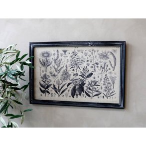 Billede med blomster motiv & sort ramme