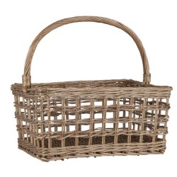 Kurv med hank p langs i ben flet