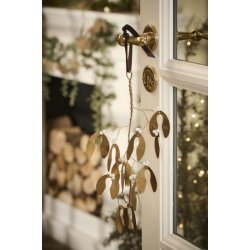 Mistelten i messing med hvide perler Gloria fra Ib Laursen