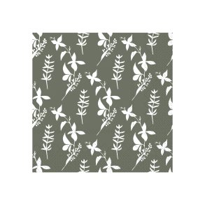 Serviet med blomster i silhuet