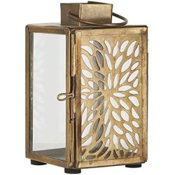 Fyrfadsstage/lanterne med mnster i antik messing - Ib Laursen