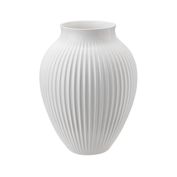 Knabstrup Keramik vase - rillet -  Limited edition 30 cm - Hvid, bl eller gr