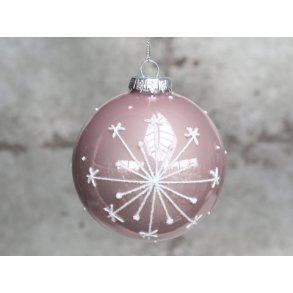 Julekugle med iskrystal i antik rosa