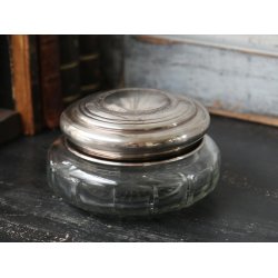 Box i glas med antikslv lg, rund