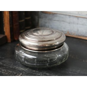Box i glas med antikslv lg, rund