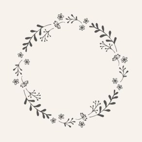 Serviet med sort blomsterkrans  fra Ib Laursen