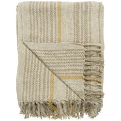 Plaid creme m/beige og mustard striber