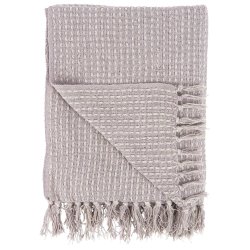 Lyslilla plaid med creme firkantmnster