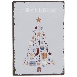 Metalskilt Merry Christmas med juletr