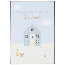 Metalskilt "Happiness is a day at the beach" fra Ib Laursen