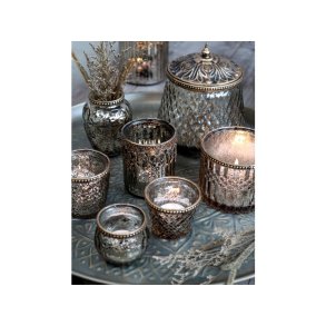 Opbevaringskrukke m. perlekant og lg