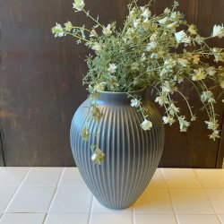 Knabstrup Keramik vase - rillet -  Limited edition 30 cm - Hvid, bl eller gr