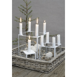 Glaskasse til 4 bede eller kronelys, hvid, stor