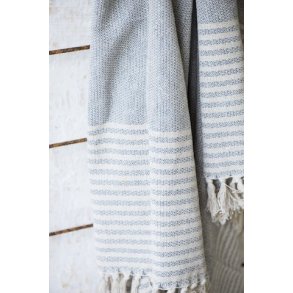 Plaid creme/stvbl m. creme striber i enden - Ib Laursen