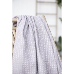 Lyslilla plaid med creme firkantmnster